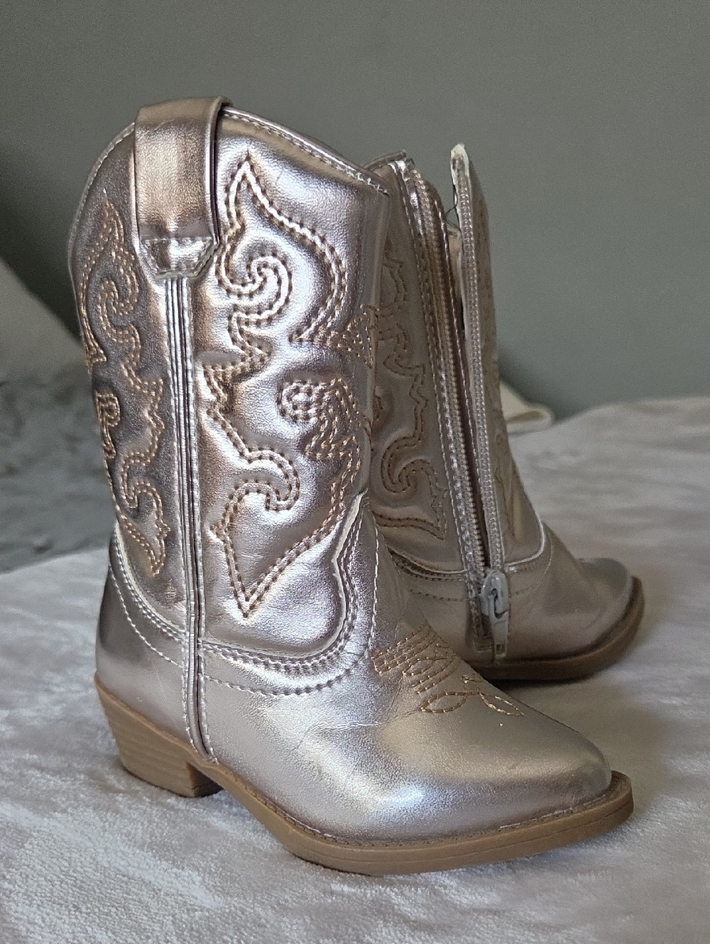 Tucker + Tate Metallic Rose Gold Kids Cowboy Boots